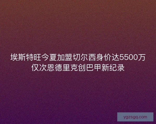 埃斯特旺今夏加盟切尔西身价达5500万仅次恩德里克创巴甲新纪录